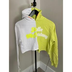 Stella McCartney Asymmetrical Cropped Neon Hoodie